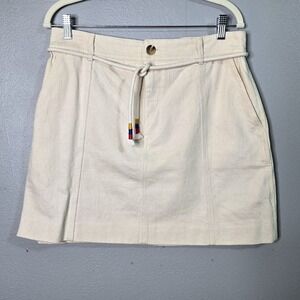 Madewell Womens Sz 10 Capital A-Line Skirt in Cloud Lining Ivory Cream Belted Po